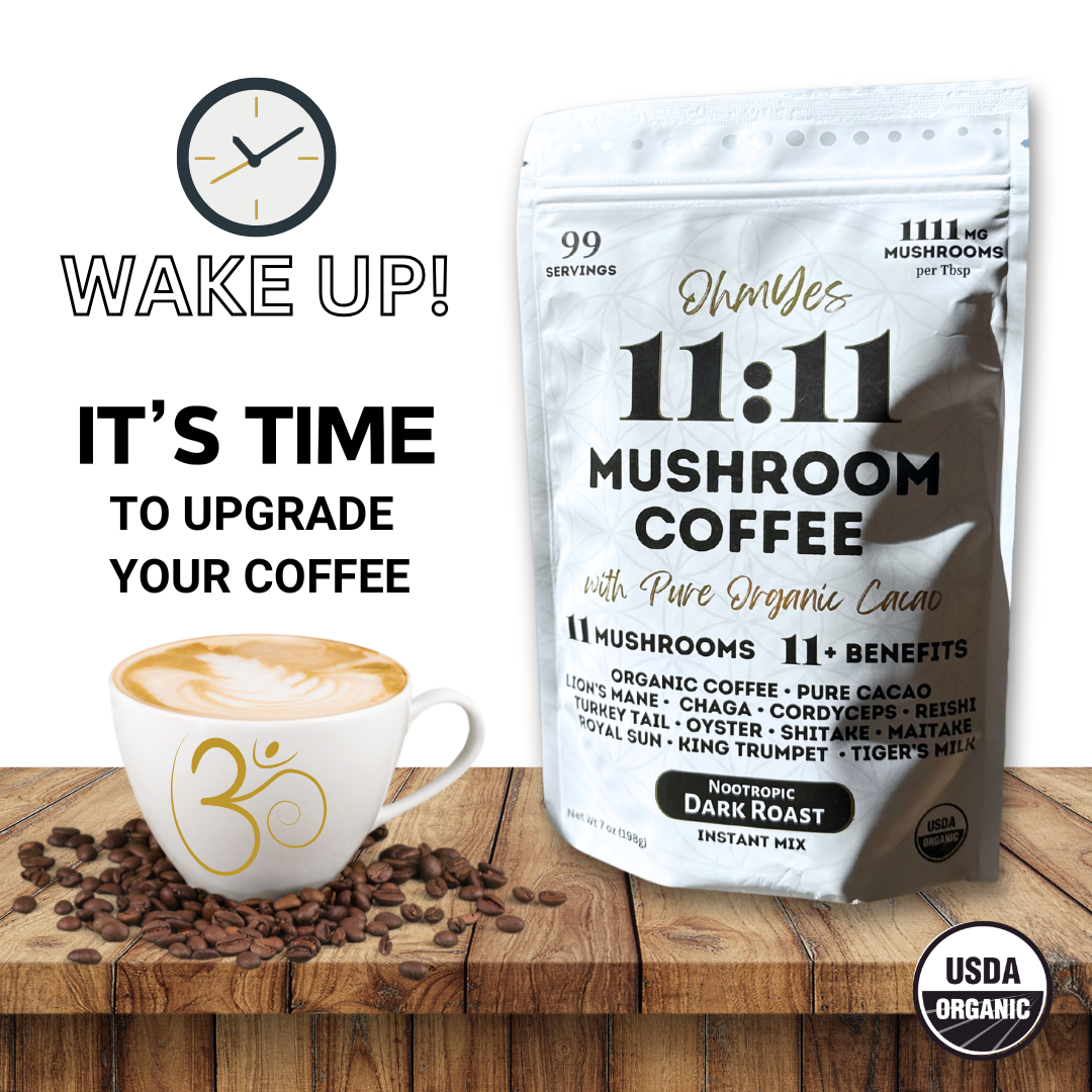 OhmYes 11:11 | Mushroom Coffee + Cacao | 99 Servings - 7oz