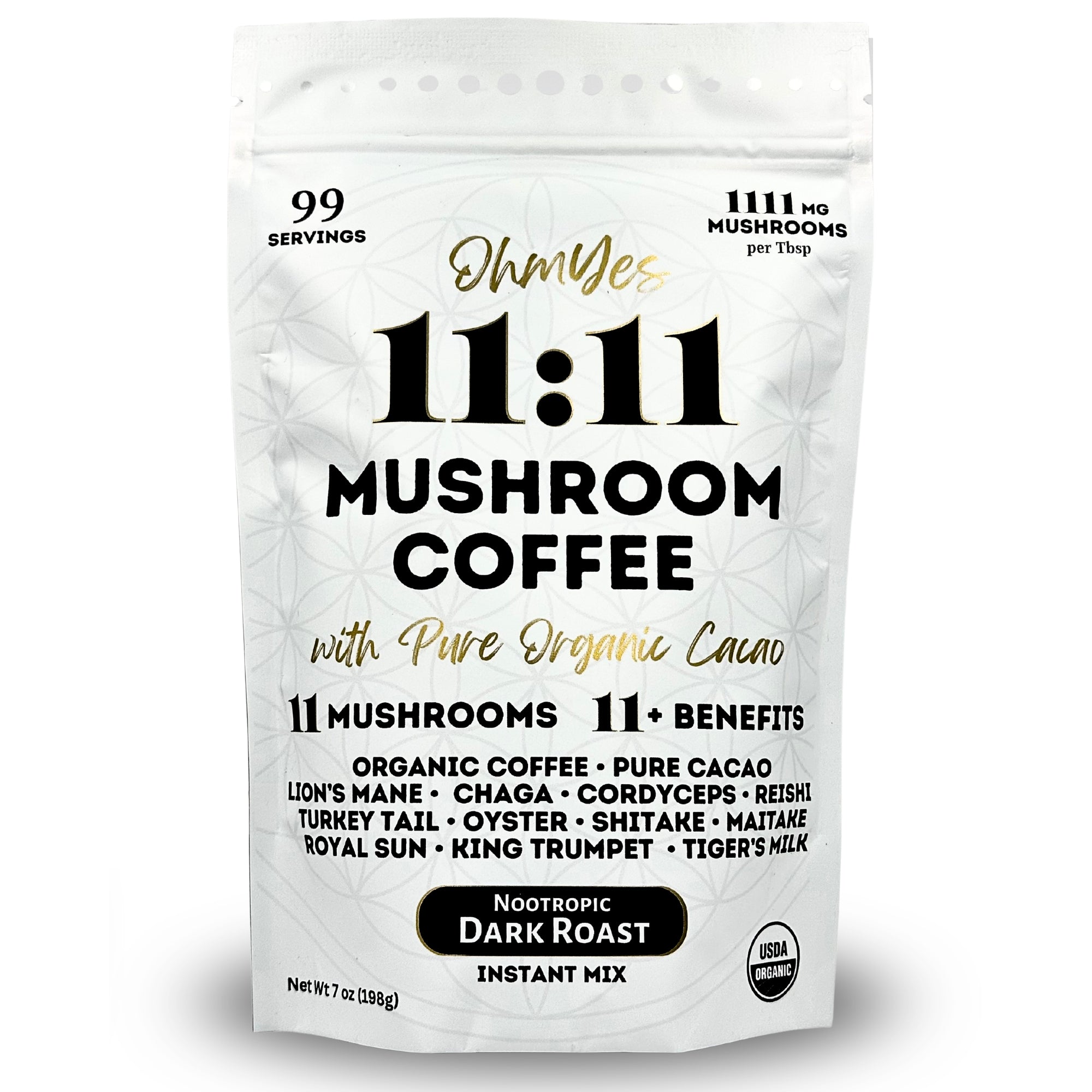 1111 Organic Mushroom Coffee with Cacao – Lion’s Mane, Reishi & Nootropic Blend