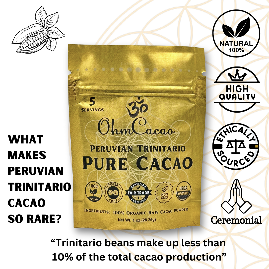 Ohm Pure Cacao | Unsweetened Raw Cacao Powder | 5 Servings - 1oz