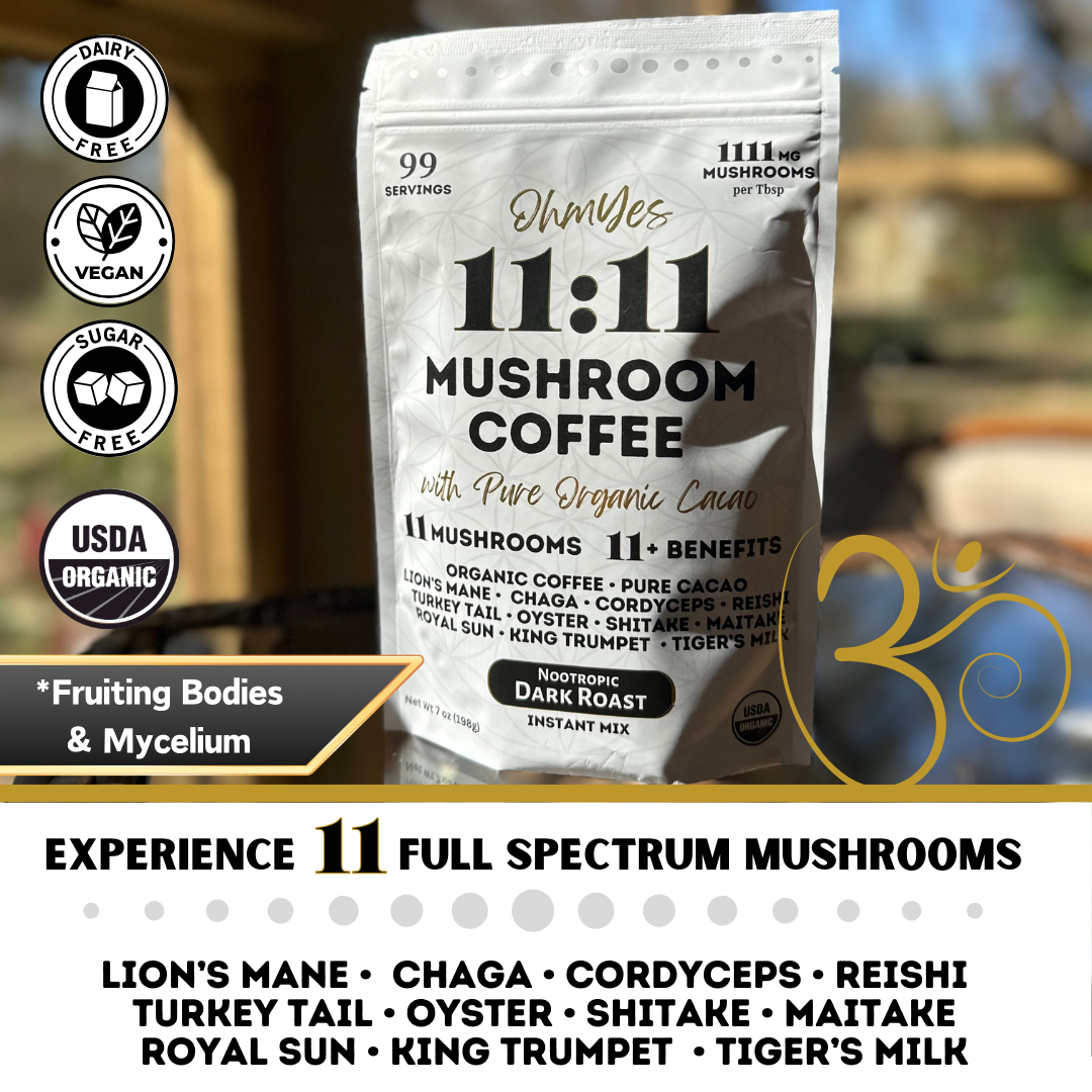 OhmYes 11:11 | Mushroom Coffee + Cacao | 99 Servings - 7oz