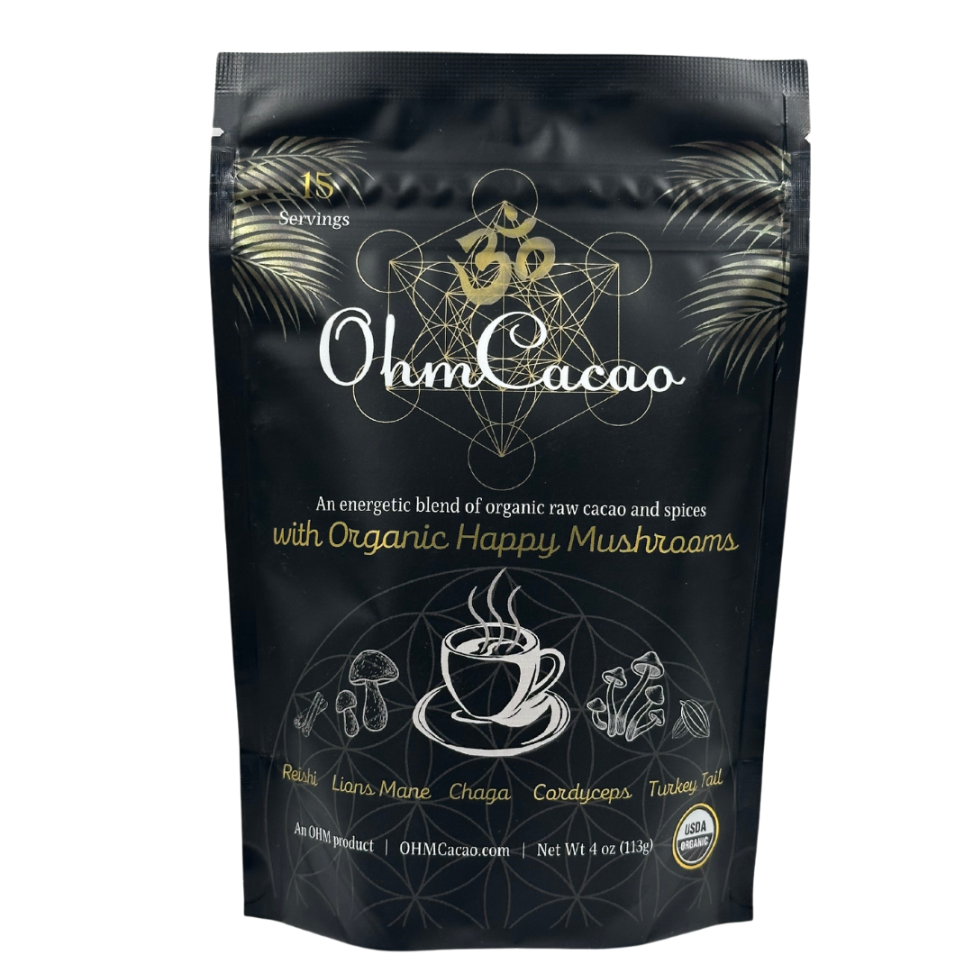 OhmYes Mushroom Cacao – Organic Cacao Powder with 5 Nootropic Mushrooms | 15 Servings (4oz / 113g)