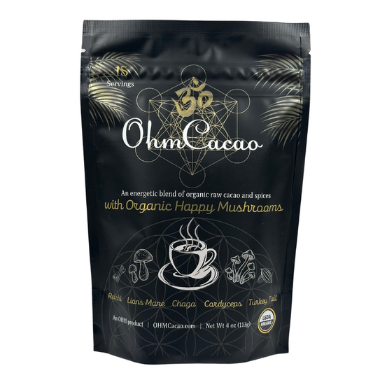 OhmYes Mushroom Cacao – Organic Cacao Powder with 5 Nootropic Mushrooms | 15 Servings (4oz / 113g)