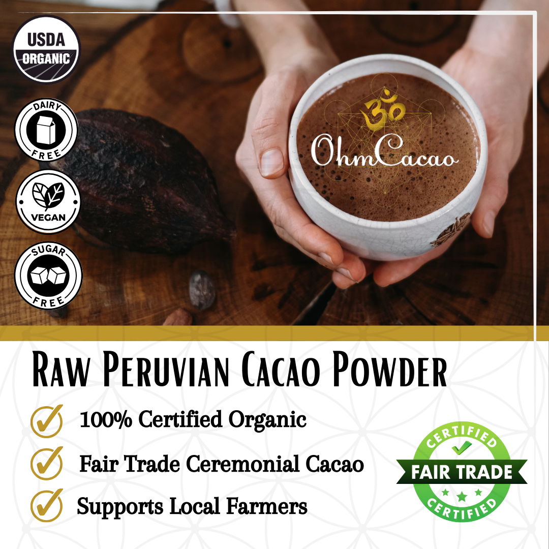 OHM Mushroom Cacao Powder | Coffee Substitute | 15 Servings 4oz (113g)