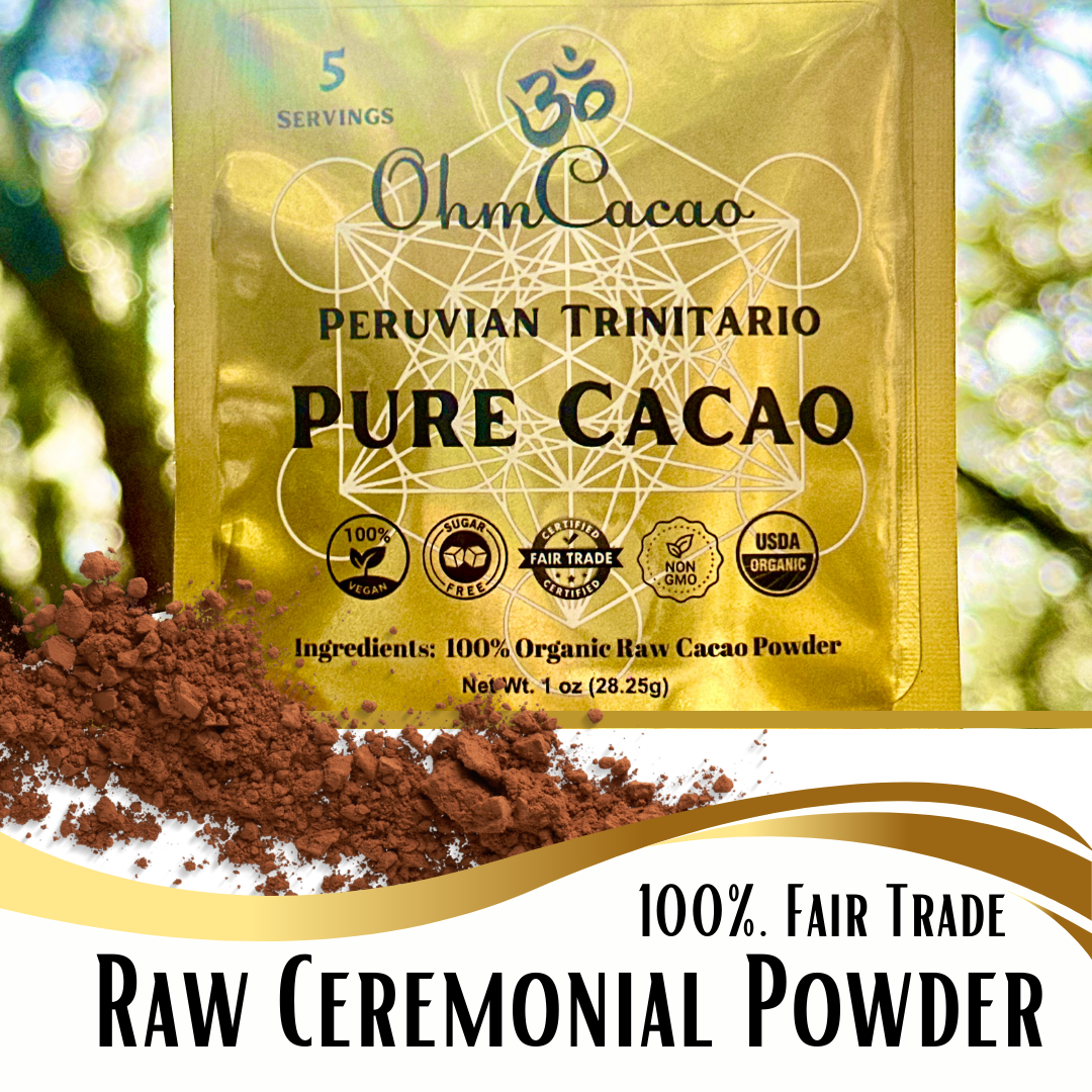 Ohm Pure Cacao | Unsweetened Raw Cacao Powder | 5 Servings - 1oz