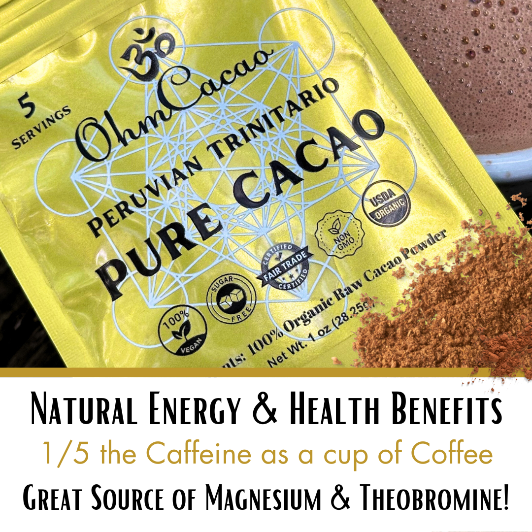 Ohm Pure Cacao | Unsweetened Raw Cacao Powder | 5 Servings - 1oz